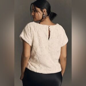 MAEVE By Anthropologie Faux Fur Muscle tank top Women's Size S Creme